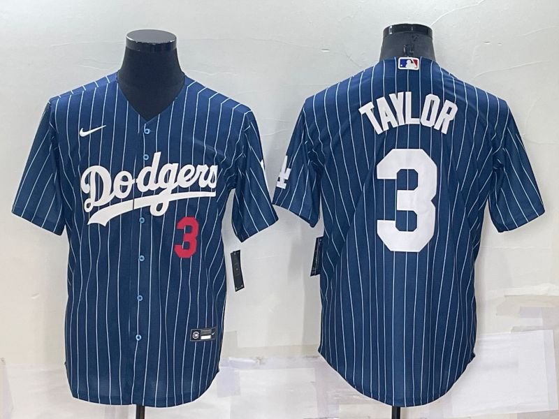 Men Los Angeles Dodgers #3 Taylor Blue Stripe Throwback Nike 2022 MLB Jersey1->los angeles dodgers->MLB Jersey